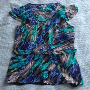 Worthington | Black, Blue & Green Blouse